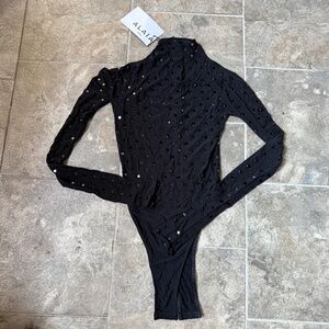NWT Alaia Embellished Mesh Bodysuit—Size 34